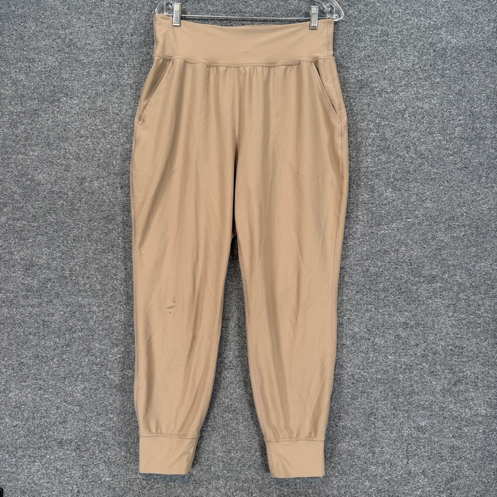 Old Navy Joggers Womens Large Tan Powersoft High Rise Go-Dry Athletic Pants